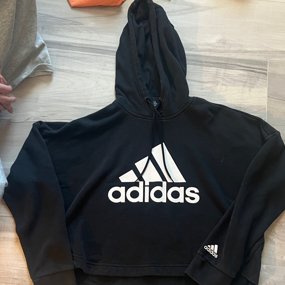 adidas Black Hoodie with White Logo
